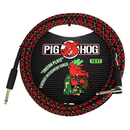 Ace Products Group Ace Products Group PCH10PLR Woven Jacket Tour Grade Instrument Cable; 10 ft. Right Angle - Tartan Plaid PCH10PLR